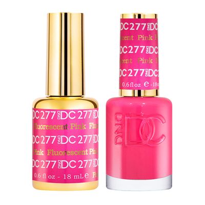 DND DC Gel Polish Set, Pink Collection, UV/LED Gel Polish and Air Dry Nail Lacquer, Matching Chip-Free Polish Duo, 277 Fluorescent Pink, 0.5 Fl Oz