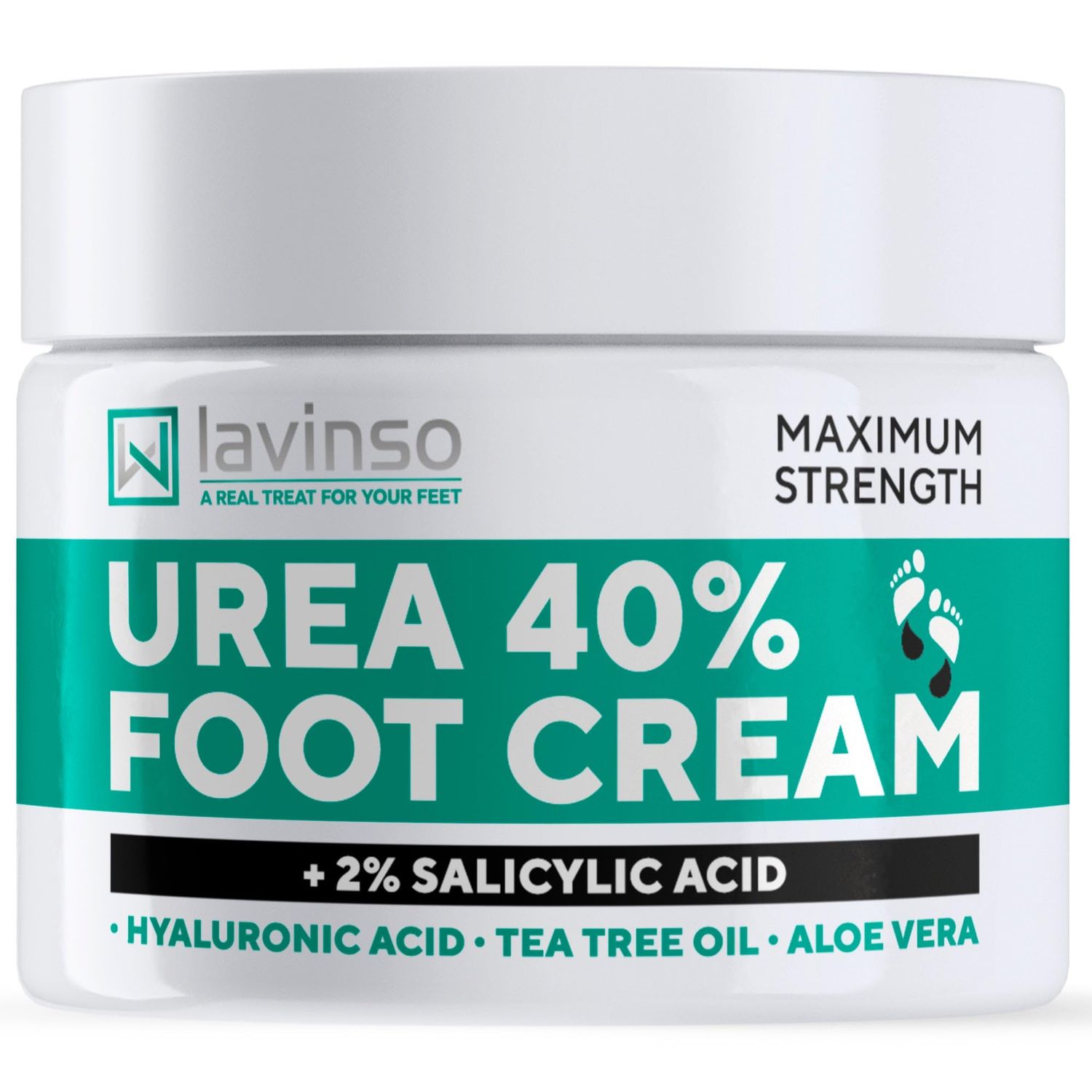 Lavinso Urea Cream 40 Percent for Feet with Maximum Strength - Foot Cream for Calluses and Dry Cracked Heels - Rough Skin Repair for Men and Women