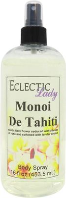 Eclectic Lady Monoi de Tahiti Body Spray, 16 ounces, Body Mist for Women with Clean, Light &amp; Gentle Fragrance, Cologne with Soft, Subtle Aroma For Daily Use