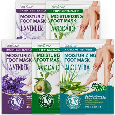 Moisturizing Foot Mask 5 Pack,Hydrating Foot Masks for Dry Cracked Feet,Moisturizing Socks Dry Skin Moisturizer for Soft and Smooth Touch Feet,Foot Care Spa Gifts for Women Men Mothers Day Gifts
