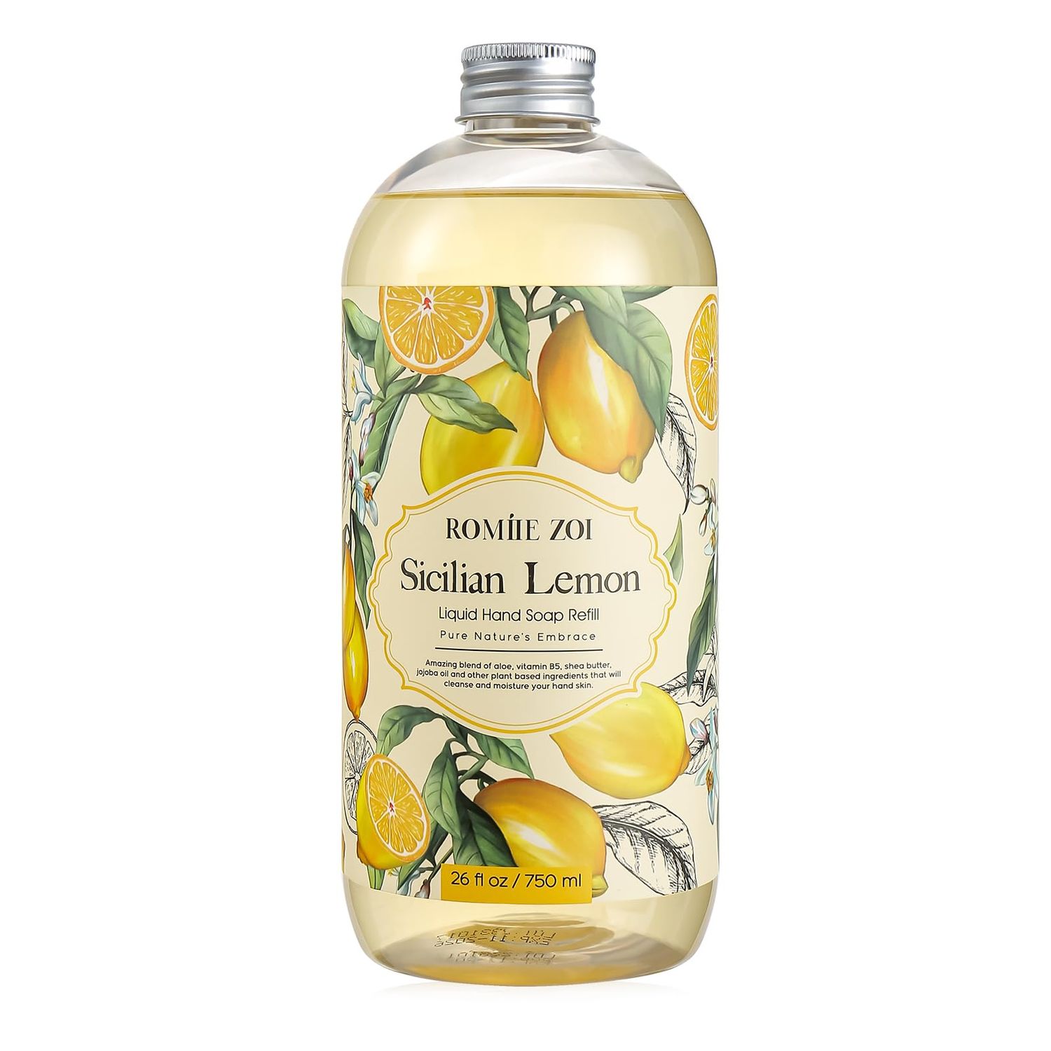 ROMIIE ZOI Liquid Hand Soap Refill, Lemon, Gentle &amp; Moisturizing Formula, 750 ML/ 26 FL OZ
