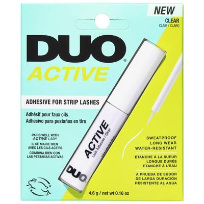 DUO Active Clear Lash Glue - Brush-On Lash Adhesive for Strip Lashes, Quick-Dry, Waterproof Eyelash Glue, 0.16 oz (4.6g)
