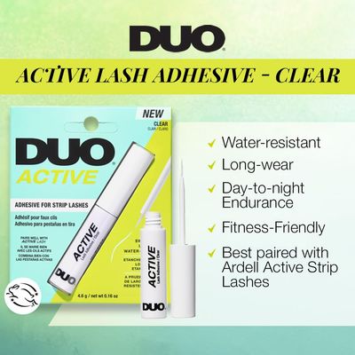 DUO Active Clear Lash Glue - Brush-On Lash Adhesive for Strip Lashes, Quick-Dry, Waterproof Eyelash Glue, 0.16 oz (4.6g)