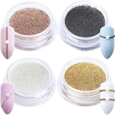 3D Nails Art Decoration Mini Metal Caviar Beads Gold Silver Rose Glod Black DIY Nail Design Accessories 4 Boxes