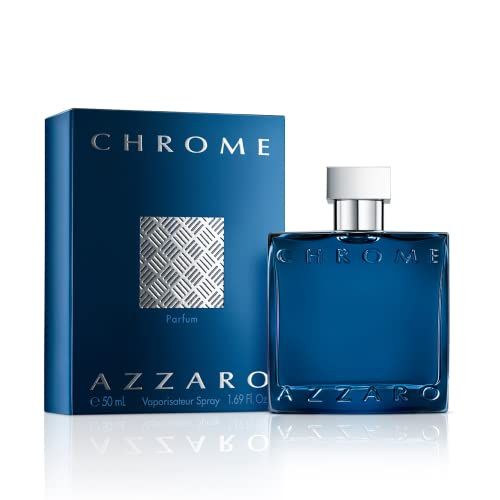 Azzaro Chrome Parfum - Fresh Aromatic Mens Cologne - Intense Fougre Citrus Fragrance - Notes of Bergamot - Lasting Wear - Masculine Clean Scent - Luxury Perfumes for Men - Travel Size, 1.6 Fl. Oz