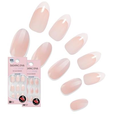 Dashing Diva Magic Press Nail Bundle - French Collection - Square Press On Nails - Day to Night &amp; Homecoming - Long Lasting Gel - Lasts Up to 7 Days - 2 Sets