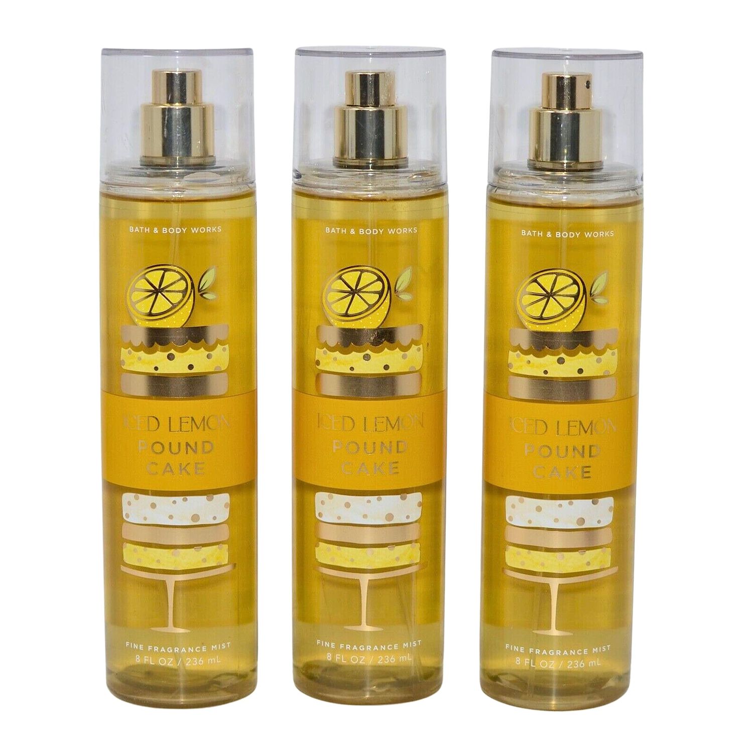 Bath &amp; Body Works Fragrance Mist 3-Pack 8oz Each (Iced Lemon Pound Cake)