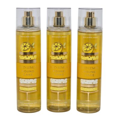 Bath &amp; Body Works Fragrance Mist 3-Pack 8oz Each (Iced Lemon Pound Cake)