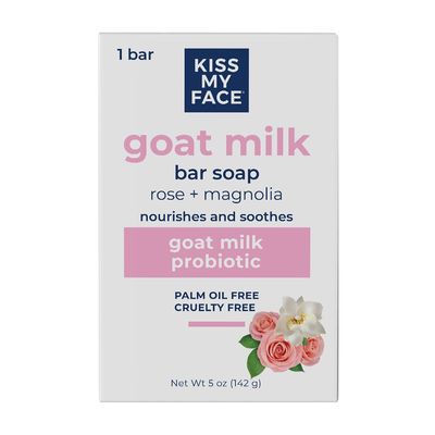 Kiss My Face Goat Milk Bar Soap - Rose Magnolia - Probiotic Goat Milk Soap Bar - Cruelty Free and Palm Oil Free (Rose Magnolia, Pack of 1)