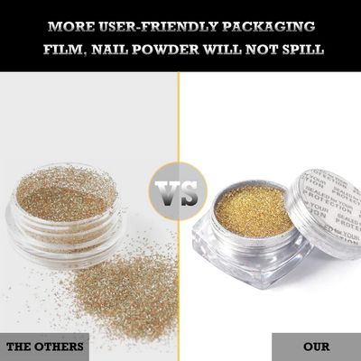 BPrettier Gold &amp; Silver Chrome Nail Powder - 4 Jar Mermaid Glitter Art Mirror Effect Shimmery Aurora Powder for Women Girls Gifts