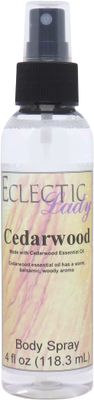 Eclectic Lady Cedarwood Body Spray, 4 ounces, Body Mist for Women with Clean, Light &amp; Gentle Fragrance, Cologne with Soft, Subtle Aroma For Daily Use