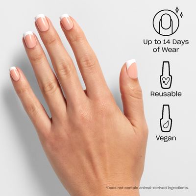 OPI On Point Fluent in French | Short Round Nude Pink &amp; White French Tip Press On Nails | With Nail Glue | Long Lasting, Reusable, Non-damaging