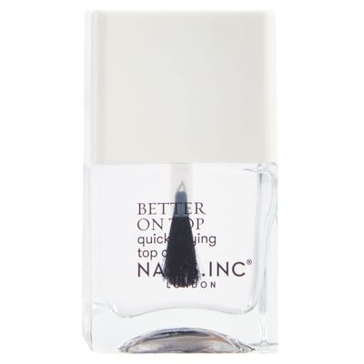 Nails Inc Better On Top, With Peptides, Glossy, Top Coat, High Shine, No Chip, Long Lasting, Quick Dry, Air Dry, Professional Manicure &amp; Pedicure, Fingernails &amp; Toenails, Vegan Nail Polish, 0.47 Fl Oz