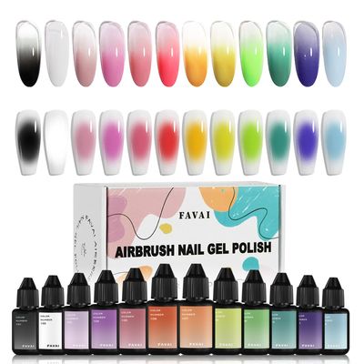 FAVAI Airbrush Gel Nail Polish,12 Colors Nail Art Kit,Long Lasting,Without Dilution,Nails French,Manicure DIY,Nail Salon,Nail Art,10ml/0.33 Fl oz