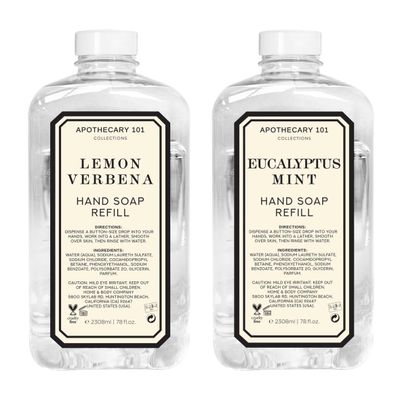 Apothecary 101 Collections | Hand Soap Refill | Home and Body Company | 78oz x 2 | Lemon Verbena &amp; Eucalyptus Mint
