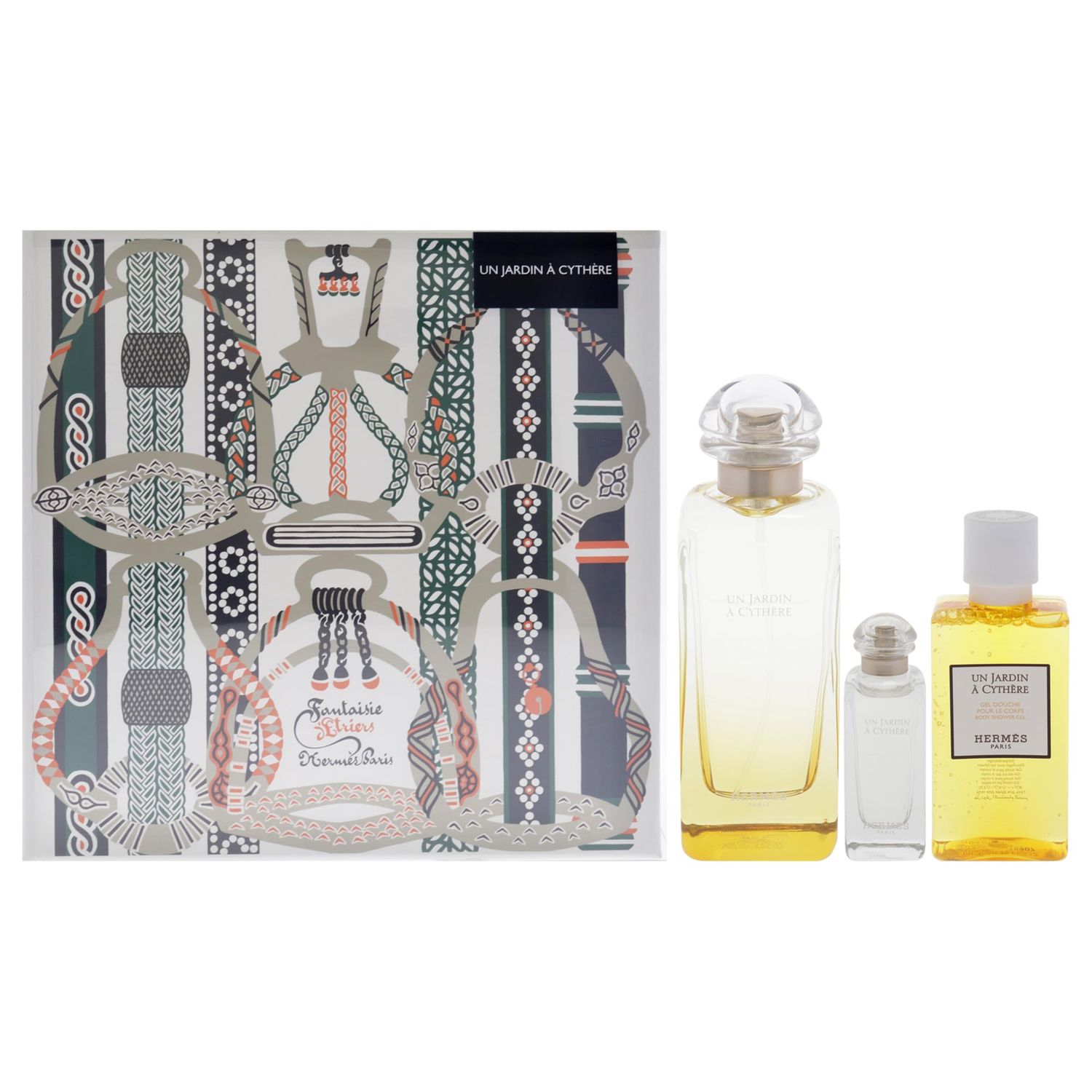 Hermes Un Jardin A Cythere for Unisex - 3 Pc Gift Set 3.3oz EDT Spray, 0.25oz EDT Splash, 1.35oz Shower Gel
