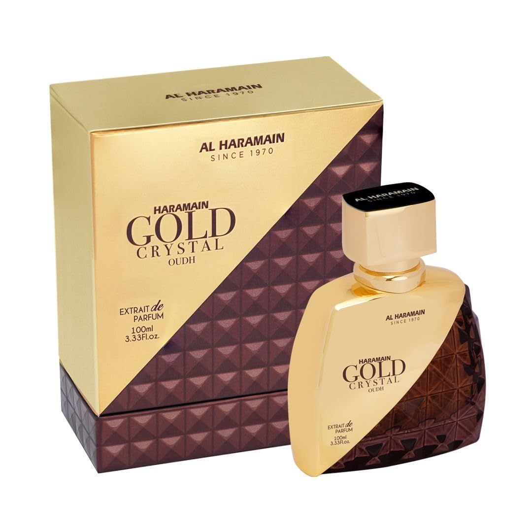 Al Haramain Gold Crystal Oudh - Perfume for Women and Men - Enchanting Perfume with Tuberose and Pink Pepper - 3.33 oz Extrait De Parfum Spray