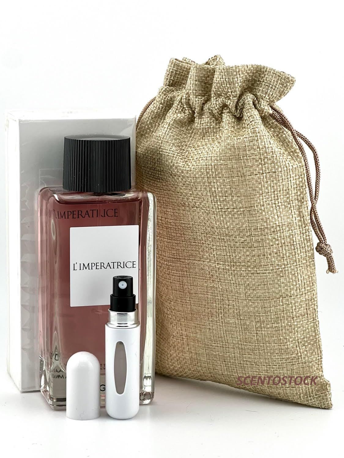 Bundle- LIMPERATRICE Perfume for Women by D.G 3.3 Edt with Burlap Bag &amp; Mini Refillable Atomiser