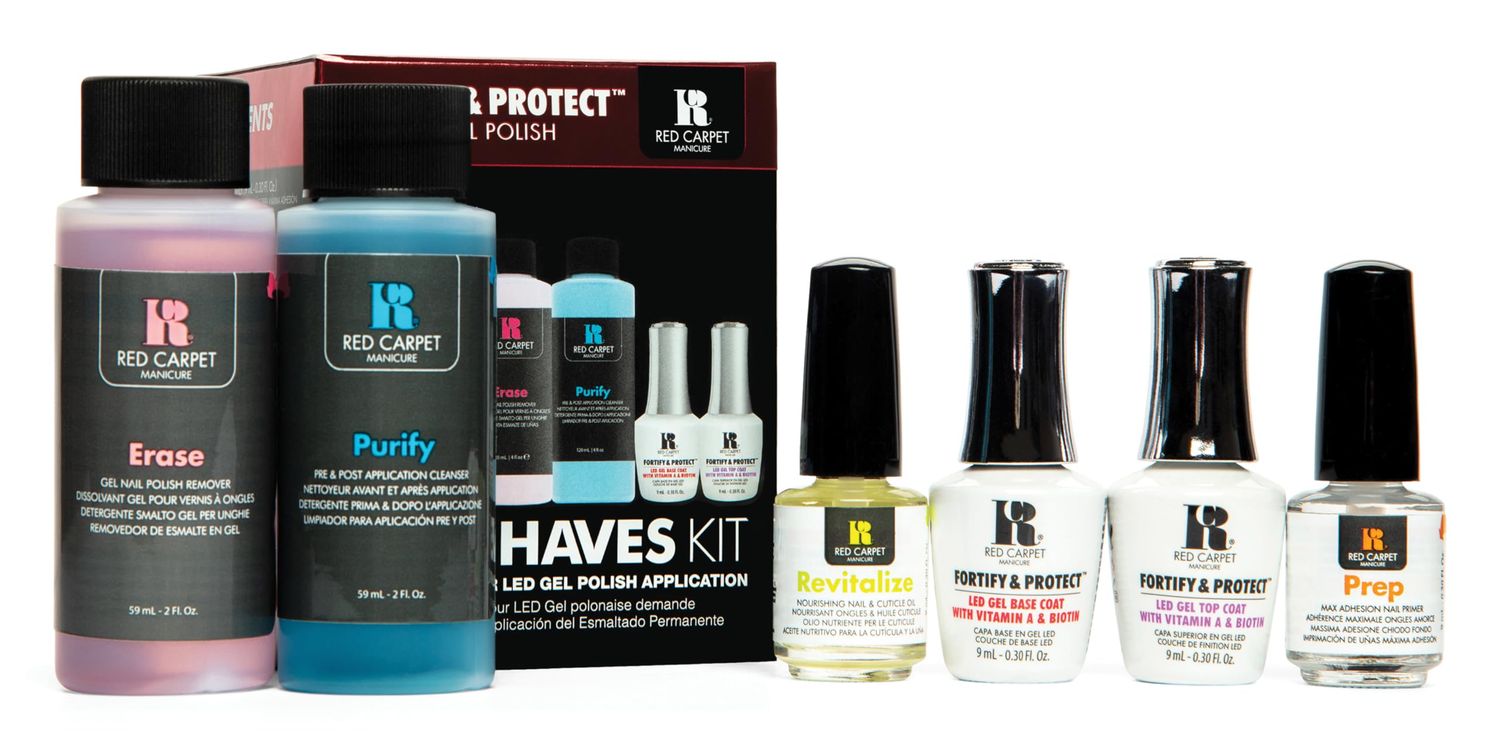 Red Carpet Manicure Fortify &amp; Protect Kit - Essentials for UV/LED Gel Application. Vitamin A &amp; Biotin Infused, Long-Lasting, Chip-Resistant Manicure (Fortify &amp; Protect Must Haves Kit)