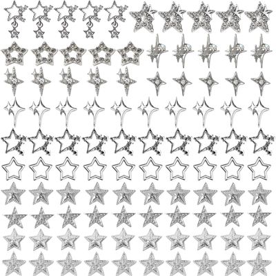 100pcs Star Charms for Nails Star Nail Charms Star Charms Y2K Nail Charms 3D Alloy Nail Stars Nail Rhinestones Nail Charms and Gems for Women and Girls Nail Design(13 Styles)