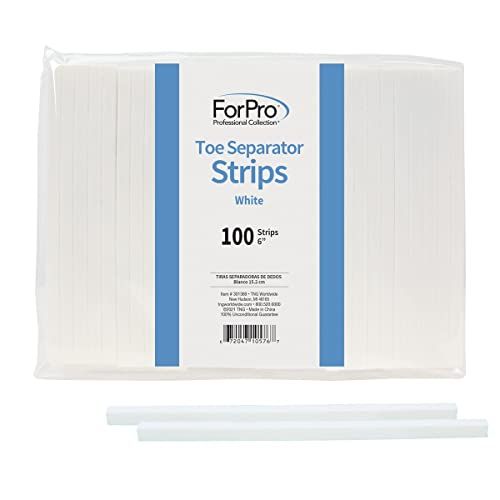 ForPro Toe Separator Strips, Individual Pedicure Toe Separators, 6 L, White, 100-Count