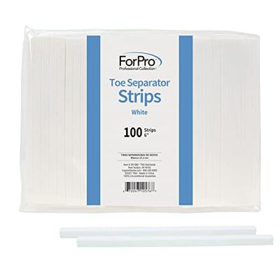 ForPro Toe Separator Strips, Individual Pedicure Toe Separators, 6 L, White, 100-Count