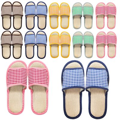 Eorbow 10 Pairs Washable House Slippers for Guests, Disposable Indoor Slipper with Thick Sole, Non Slip Open Toe Slipper, Spa Slipper Bulk for Home, Hotel, Bedroom, Travel, Unisex Universal Size