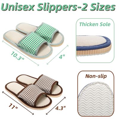 Eorbow 10 Pairs Washable House Slippers for Guests, Disposable Indoor Slipper with Thick Sole, Non Slip Open Toe Slipper, Spa Slipper Bulk for Home, Hotel, Bedroom, Travel, Unisex Universal Size