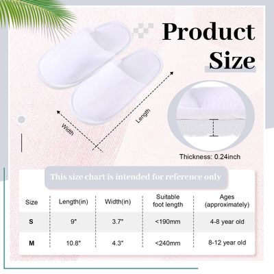 Twistover 12 Pairs Kids Disposable Slippers for Guests Closed Toe Non Slip Spa Slippers Bulk Soft House Slippers Winter Warm Flip Flops for Boys Girls Travel Hotel Party Indoor Outdoor(White)