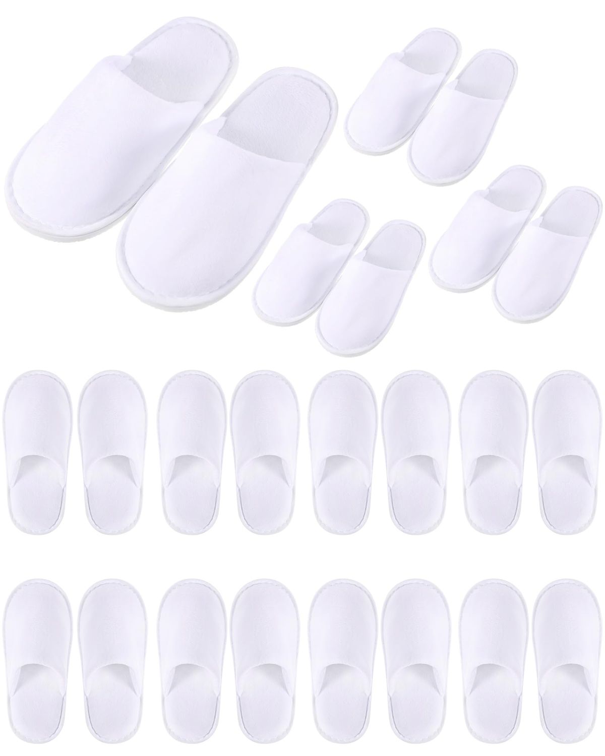 Twistover 12 Pairs Kids Disposable Slippers for Guests Closed Toe Non Slip Spa Slippers Bulk Soft House Slippers Winter Warm Flip Flops for Boys Girls Travel Hotel Party Indoor Outdoor(White)