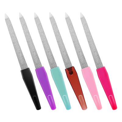 6PCS Metal Finger Nail File Stainless Steel Double-Sided Sword Sapphire Fingernail Files Grit with Sharp Pointed Tip and Non-Slip Handle, Diamond Deb Toenail File for Natural Nails Women(6)