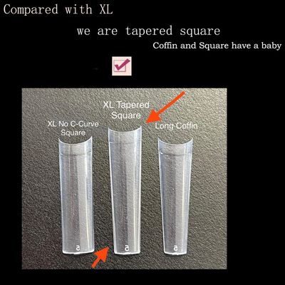 HWHUNO XL Tapered Square Nail Tips No C Curve,500Pcs Clear Medium Half Cover Long Coffin Acrylic Nails Tips Preshaped for Professional Manicure Salon and Home DIY