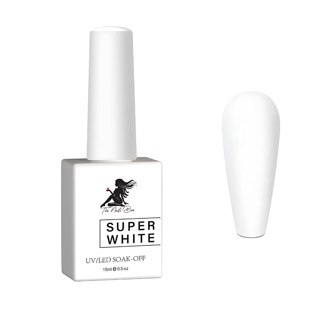 The Nails Bae Super White Gel Polish, French Manicure, Nail Art, Nail Design(White)