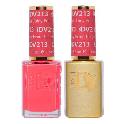DND Diva Gel Polish Set, First Class Collection, UV/LED Gel Polish and Air Dry Nail Lacquer, Matching Chip-Free Polish Duo, 213 Juicy Fruit, 0.5 Fl Oz