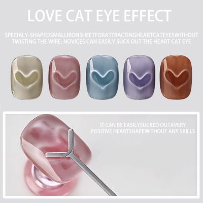 3 PCS Heart Cat Eye Magnet For Nails,Heart For Cat Eye Gel Polish, Heart Magnet For Nails,Cat Eye Magnetic Nail Art Tool Setmagnet Sticks With Y-Shaped Guide For Nails, Diy Manicure Kit,Home