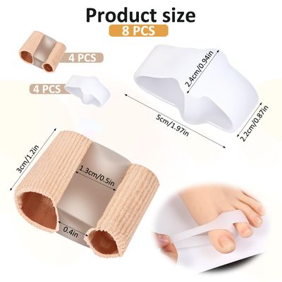 Qianyu 8 Pack Toe Separators Bunion Corrector with 2 Loops Overlapping Hammer Toe Separator Women Men Gel Toe Straightener Fabric Lining Splint for Feet Preventing Rubbing Relieve Foot Pressure