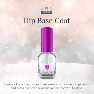 SNS Dip Base Coat for Dip Powder Nail Color &amp; French Dip Manicures - Long-Lasting Dip Powder Adhesive to Support Healthier &amp; Stronger Nail Bed - Low-Odor &amp; No UV Lamp Required, 0.34 fl oz