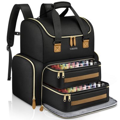 YOREPEK Extra Large Nail Polish Organizer Case Backpack Holds 96 to 100 Bottles(15ml/0.5 fl.oz) UV Nail Lamp,Nail Organizers and Storage with 2 Removable Pouches Fits Nail Stuff,Gift for Manicurist