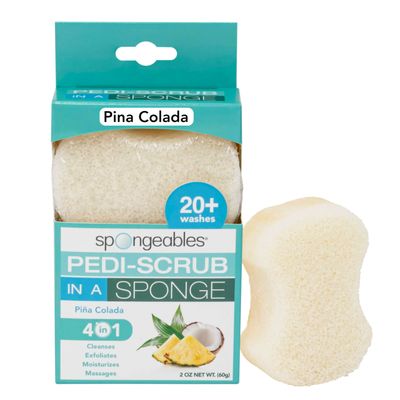 Spongables Pedi Scrub Foot Exfoliating 20 Wash Sponge, Pina Colada, 1 Count