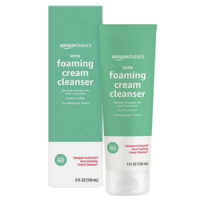 Amazon Basics Acne Cream Cleanser with 4 Benzoyl Peroxide, 5 Fluid Ounces, 1-Pack