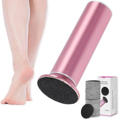 Dermawave Electric Foot File Callus Remover for Feet, Professional Foot Scrubber Sander Grinder for Dead Skin Cracked Heel, Pedicure Tool with 60 Sandpaper Discs for Men &amp; Women