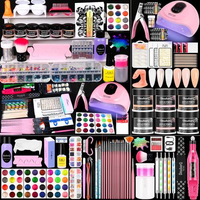 Acrylic Nail Kit With Drill And U V Light Full Nail Kit Set Professional Nail Starter Kit For Beginners Acrylic With Everything