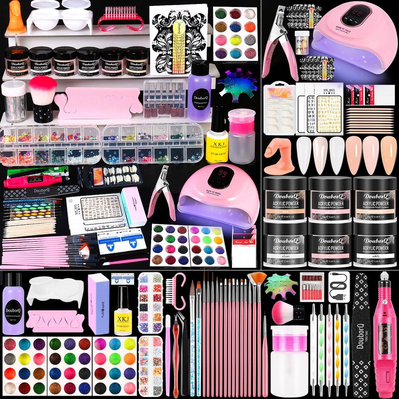 Acrylic Nail Kit With Drill And U V Light Full Nail Kit Set Professional Nail Starter Kit For Beginners Acrylic With Everything
