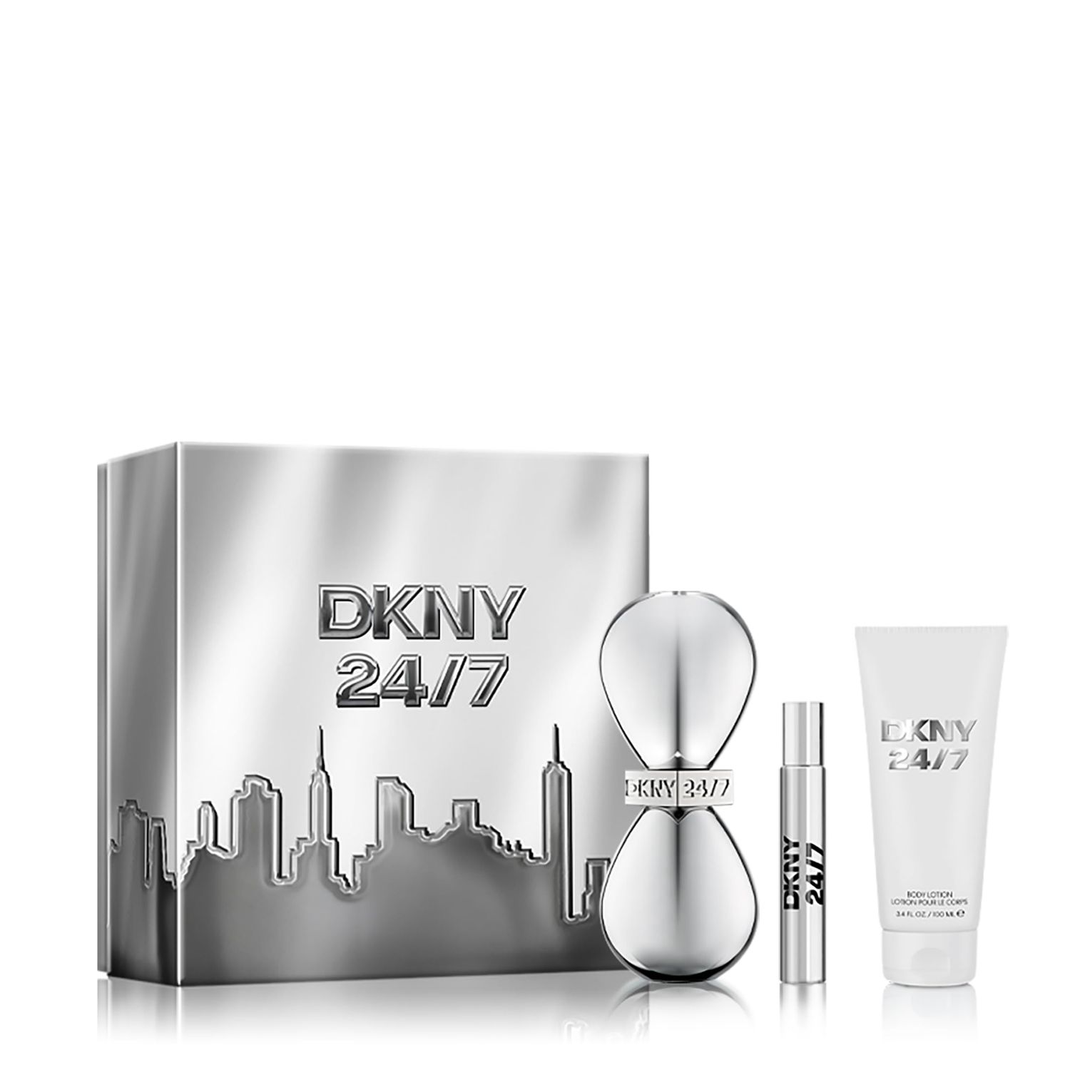 DKNY 24/7 Eau de Parfum 3 Piece Gift Set For Women - Perfume Spray 3.4 Fl. Oz., Travel Spray 0.5 Fl. Oz., &amp; Body Lotion 3.4 Fl. Oz.