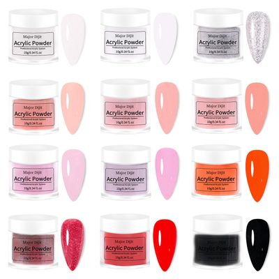 Major Dijit Complete Acrylic Nail Starter Kit with LED Lamp, 12 Colors Powder &amp; Liquid, Base/Top Coat, Primer, Electric Drill - DIY Nail Art Tools for Home &amp; Salon