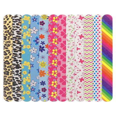 LNAUJS 12PCS Professional Double-Sided 100/180 Grit Nail Files Colorful Manicure Pedicure Tools