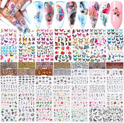 78 Sheets Nail Stickers, Rosymormor Water Transfer DIY Nail Decals, Butterfly Flowers Colorful Transfer Watermark Nail Art Stickers for Nails Toenails Design Nail Tips Decor Halloween Christmas