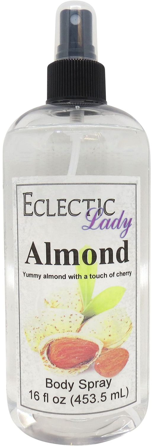 Almond Body Spray, 16 ounces, By Eclectic Lady, Body Mist for Women with Clean, Light &amp; Gentle Fragrance, Cologne with Soft, Subtle Aroma For Daily Use