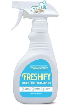 FRESHIFY Daily Foaming Foot Shampoo | Moisturizing Foamy Foot Shampoo Spray w/Tea Tree Oil | Athletes Foot Spray Wash Foot Odor Eliminator w/Gentle Exfoliation | Smelly Feet Solutions (10.34 fl oz)