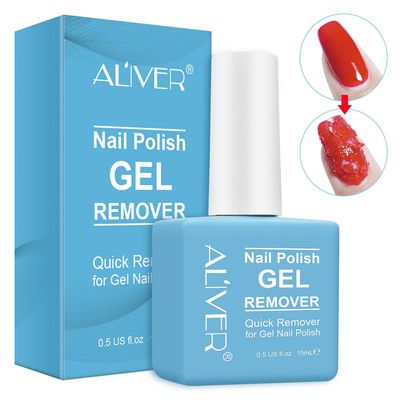 Aliver Gel Nail Polish Remover- Soak Off Gel Remover for Nails - 3 Minutes Simple &amp; Fast Remove Gel Nail Remover, No Hurt Nails 15mL - Like a Pro at Home
